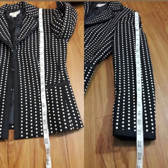 🚨PRICE DROP ALERT! Talbots Stretch Size 0 Jacket Black Tan Polka Dot - Picture 5 of 9